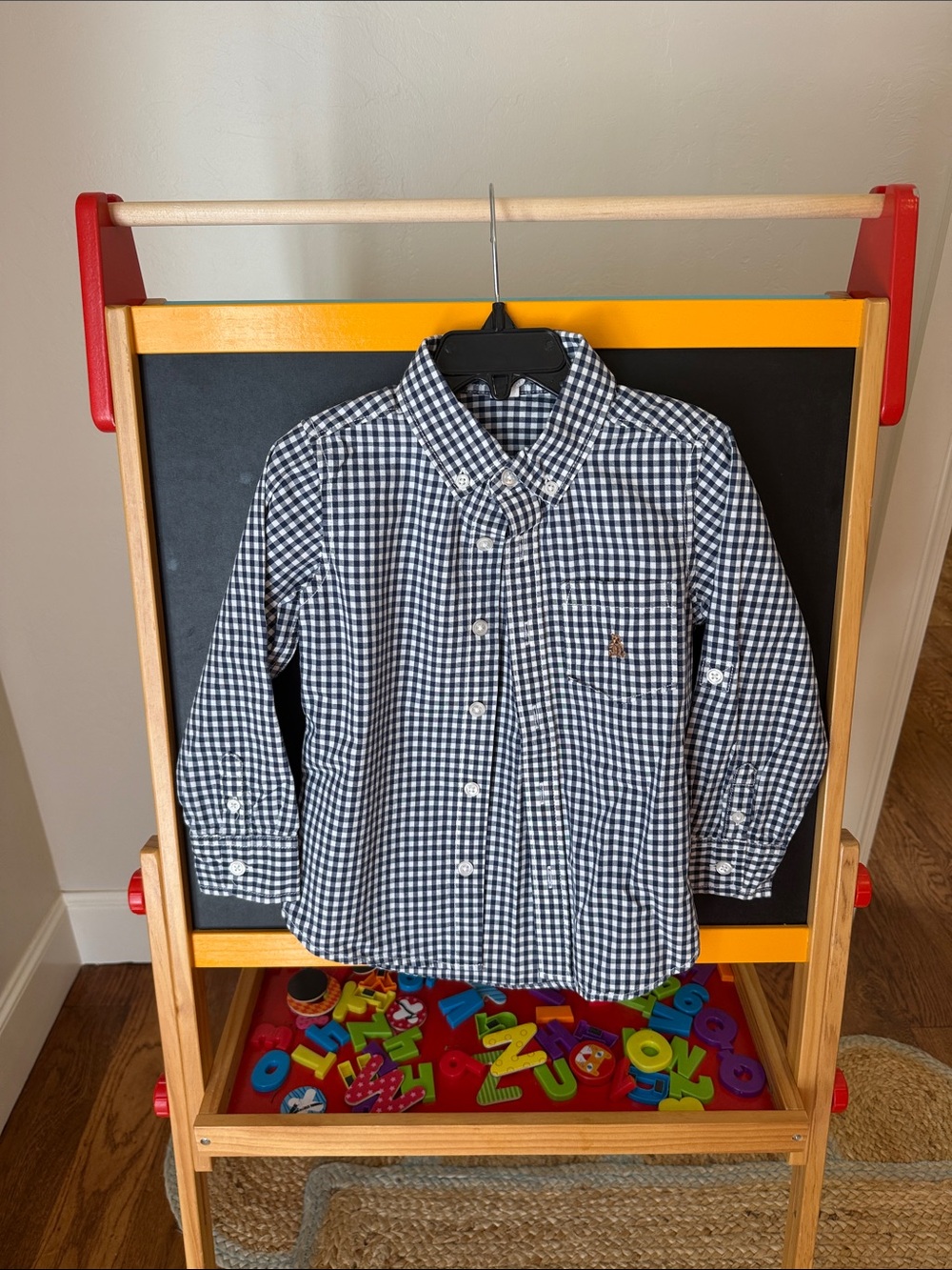 Ralph Lauren Navy and White Gingham Button-Down Shirt